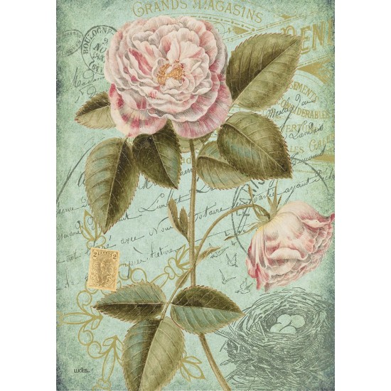  Tea Towel 100%  Cotton   /Carte Postale Roses  