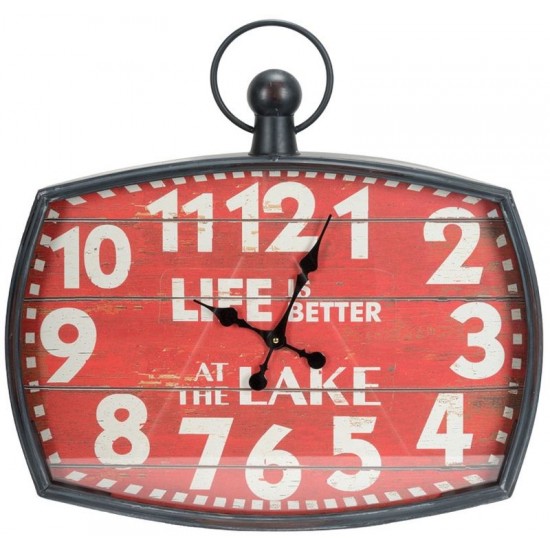 Metal clock w/life is better at the lake 